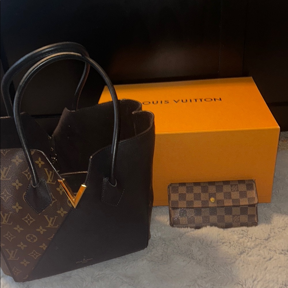 Calfskin Monogram Kimono Tote PM Black + Louis Vuitton Emilie Wallet